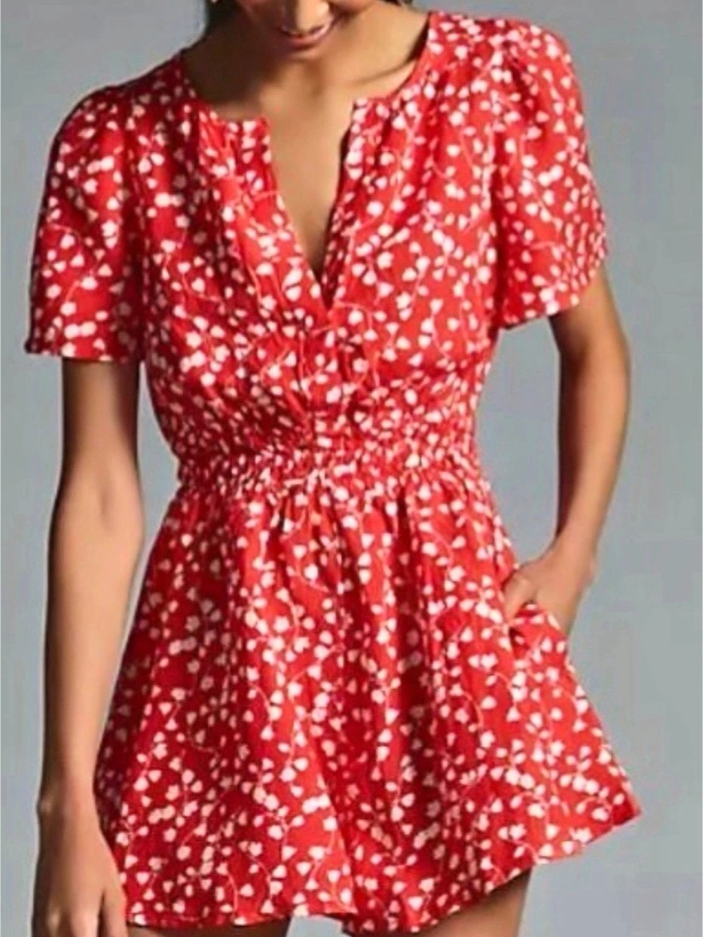 The Somerset Romper by Anthropologie β Size XS | Red Floral Print